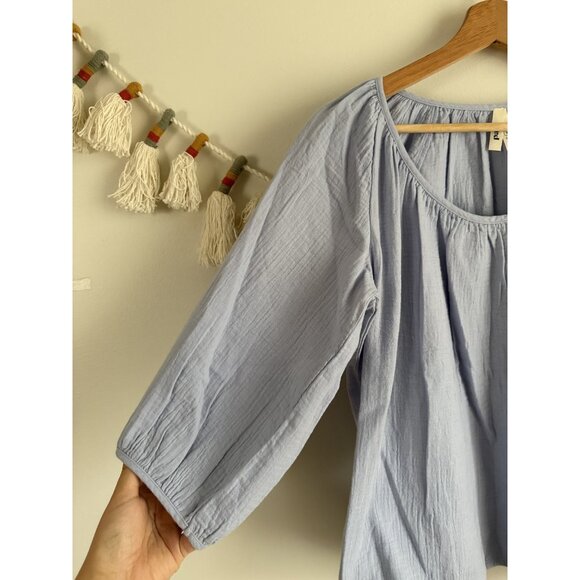 Pact Coastal Double Gauze Scoop Neck Top Hydrangea Blue Relaxed Basics Comfy S - Picture 7 of 11